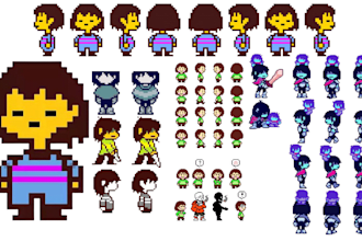 create custom undertale or deltarune style pixel art character and sprites