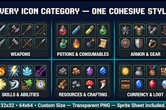 design pixel art game icon pack for rpg mobile unity godot weapon skill item