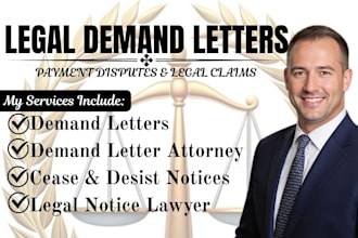 write a powerful demand letter for payment, disputes or legal claims US attorney