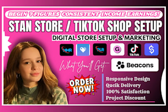 setup stan store, gumroad beacon ai stan store marketing, tiktok shop systeme io