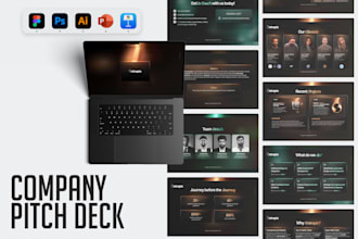 design pitch decks for tech, ai, saas startups, and businesses