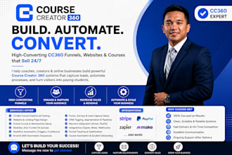 build course creator 360 gohighlevel kajabi online course sales funnel ghl cc360