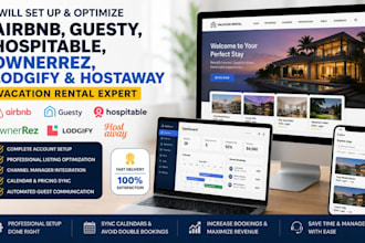 set up airbnb, guesty, hospitable, ownerrez, hostaway listings