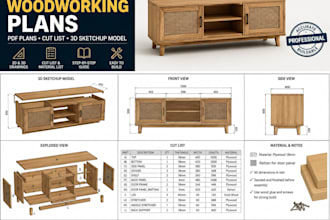 design a custom DIY woodworking plan, PDF with cut list, and 3d sketchup model