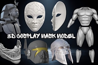sculpt custom 3d printable mask, cosplay helmet,  stl file model for 3d printing