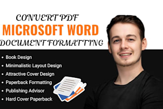format and design microsoft word document, pdf to word and book layout design