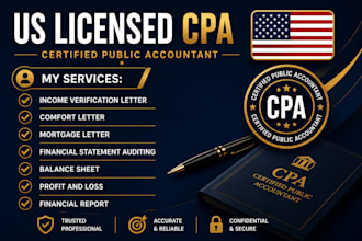 write and sign US CPA letter, income verification comfort and mortgage letter