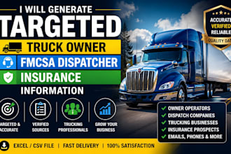 generate targeted truck owner, fmcsa dispatcher, and insurance leads