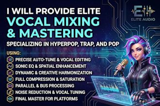 mix and master your hyperpop, bandlab, trap, pop vocals and autotune, hyper pop