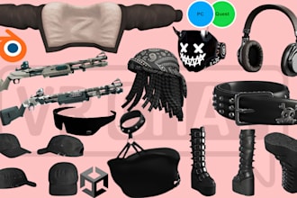 fix, optimize, create custom vrchat asset, props, outfits, accessories, 3d cloth