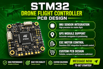 design stm32 drone flight controller pcb with imu sensor gps telemetry, esc