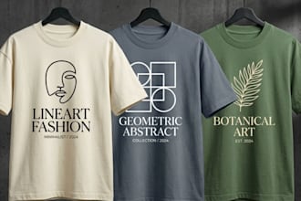 design a minimalist graphic t shirt and modern line art typography apparel