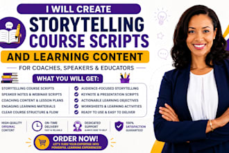 create storytelling course, script and learning content for coaches and speakers