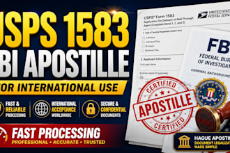apostille usps form 1583 and fbi criminal record for international use
