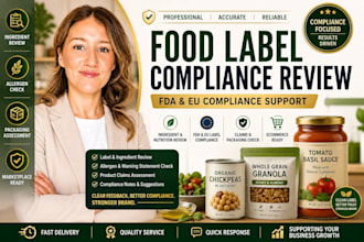 handle and review your food label, ingredient review for fda and eu compliance