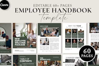 create editable employee handbook, onboarding manual, company guide, pdf format