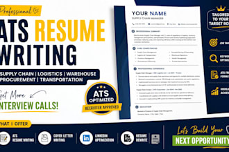 write ats resume writing for supply chain logistics procurement and executive CV
