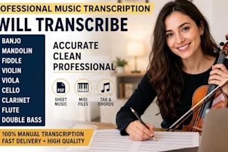 record and transcribe mandolin, fiddle, banjo, ukulele string ensemble for you
