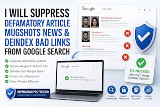 suppress defamatory article mugshots news deindex bad links from google search