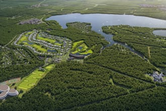 create realistic 3d golf course design and landscape rendering