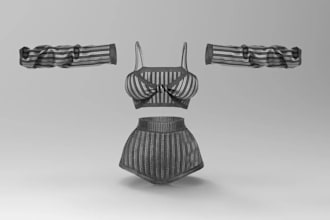create realistic 3d second life clothing garment, mesh outfits and 3d rigging