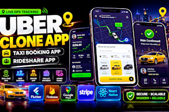 develop taxi booking app, uber clone, rideshare,carpooling, lyft, car rental app