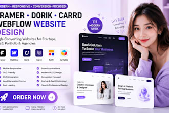 framer dorik portfolio and carrd design webflow landing page saas website cms