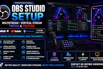 set up obs studio for multistream, vertical stream, twitch and youtube