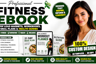create fitness ebook, PDF lead magnet, meal and helath guilde canva ebook design