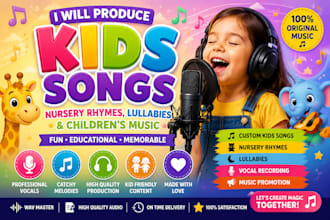produce children song, lullabies, music production, kid music, ryhmes,