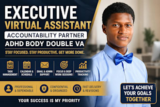 executive virtual assistant personal accountability partner adhd body double VA