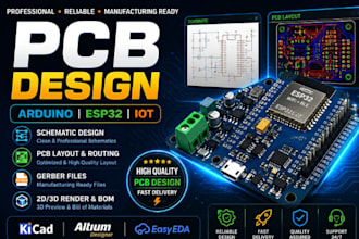 do arduino esp32 iot pcb design circuit schematic pcb layout gerber file design
