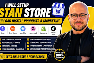setup stan store, upload digital products, etsy shop, payhip, gumroad marketing