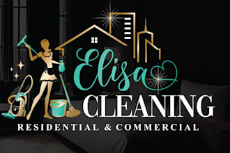 design janitorial, commercial, and home cleaning service logo