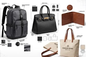 design handbag tech pack, backpack tech pack wallet tech pack, tote bag techpack