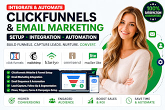 integrate clickfunnels, klaviyo, mailchimp, ominisend email flows, mailerite