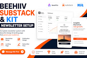 setup beehiiv substack newsletter design and kit landing page