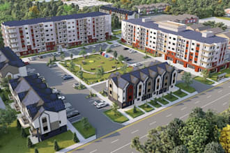 develop units apartment,estate proparty,master plan,exterior render,3d landscape