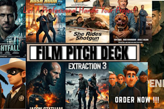 design a cinematic film pitch deck presentation for your movie podcast TV series