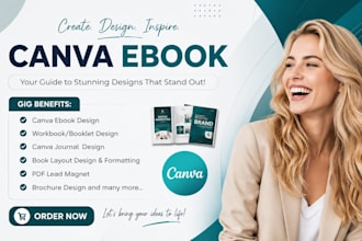 canva ebook design, canva workbook, worksheet,  planner, journal, canva cookbook