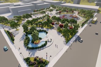 redesign master and regional park,landscape model,urban cgi,city square planning