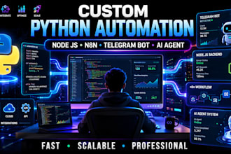 code custom python automation python scripting node js n8n telegram bot ai agent