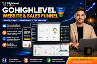 design gohighlevel website, ghl landing page and sms automation