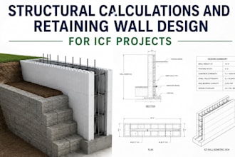 provide structural calculations and retaining wall design for icf projects