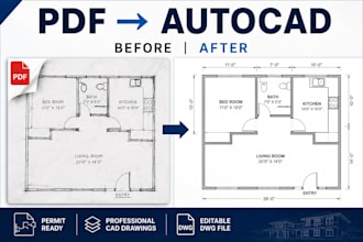 convert PDF sketch blueprint to autocad floor plan dwg