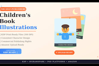 design KDP ready children story book illustrations for self publishing authors