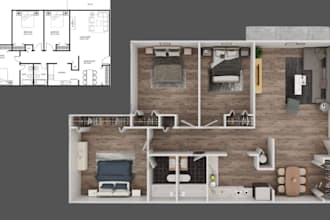 convert 2d house plan to 3d floor plan design architectural rendering 3d design