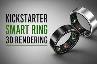 design kickstarter smart ring 3d rendering and fusion360 wearable cad design