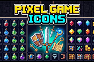 create pixel art mobile game icons retro ui assets and app icon packs
