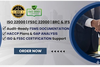 develop iso 22000,iso 9001, haccp plan and pcp import food safety documentation